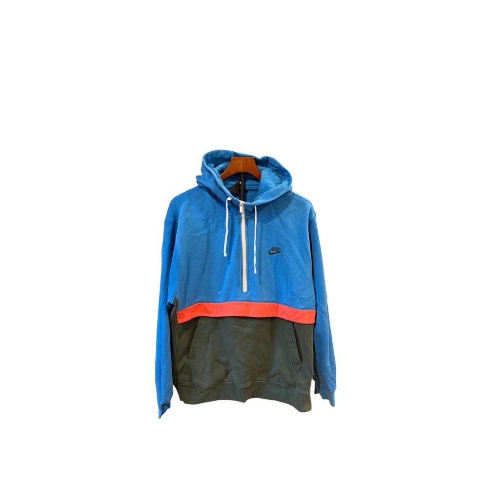 Nike Mens Colorblock Quarter Zip Hoodie Blue Pink Green Large READ